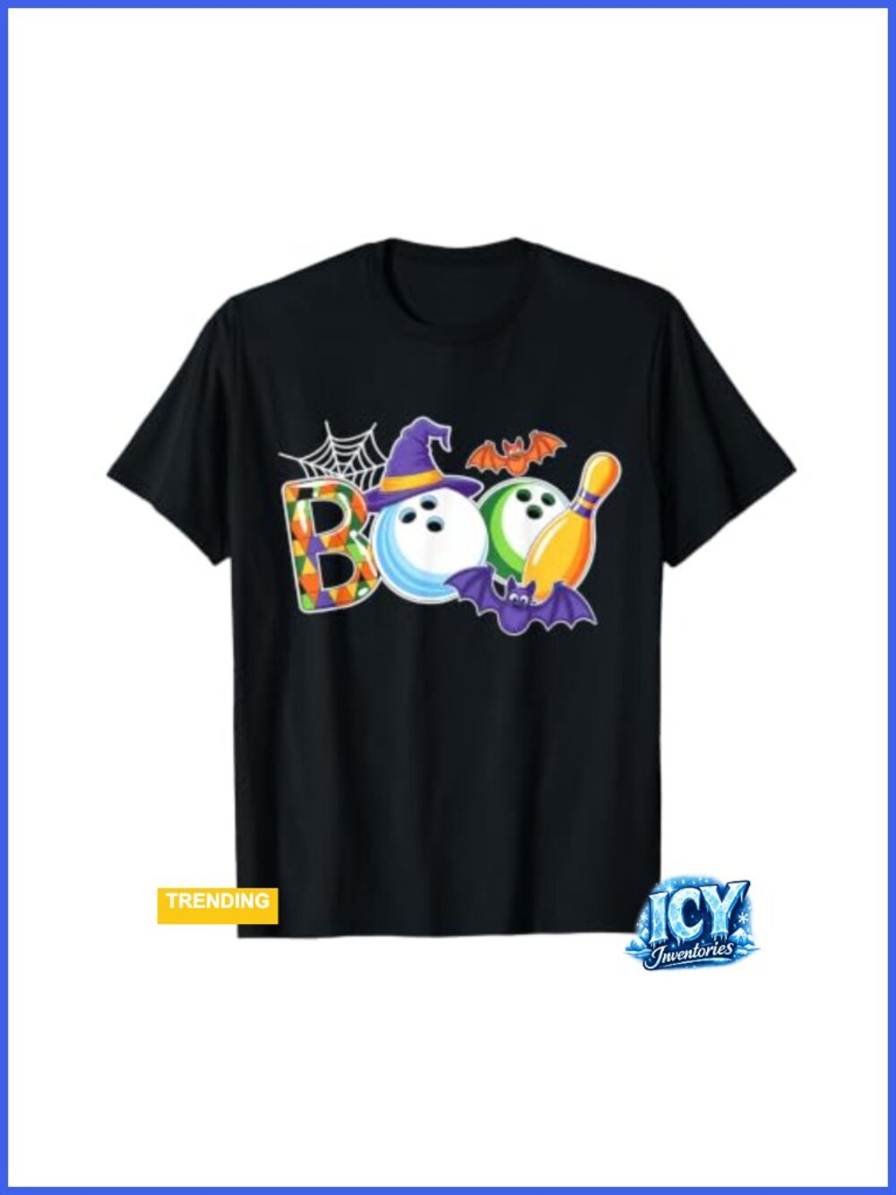 Halloween Bowling Boo Pumpkin Graphic Tee Cotton Crew Neck